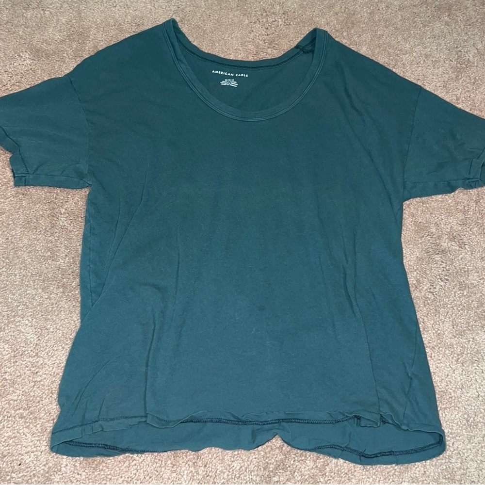 Green distressed boyfriend scoop neck shirt basic tee t-shirt M